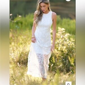 Aura White Lace Maxi Dress